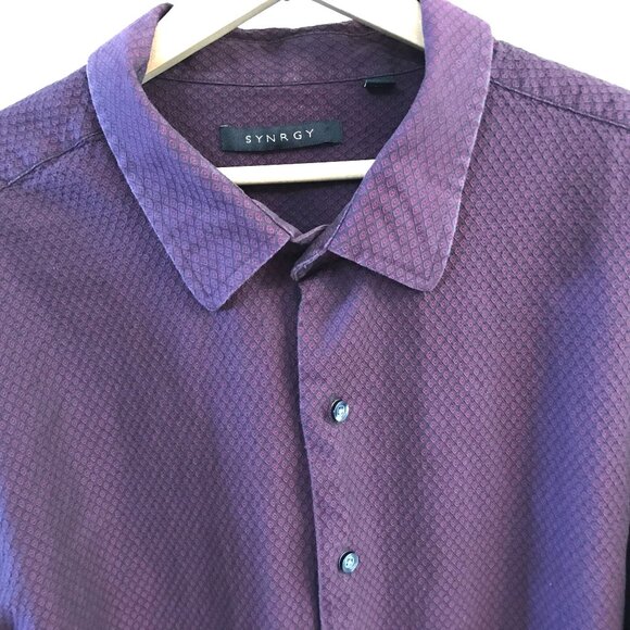 Synrgy Button-Down Cotton Shirt: Long Sleeves Heavyweight Dark Plum, Men’s XL - Picture 4 of 10